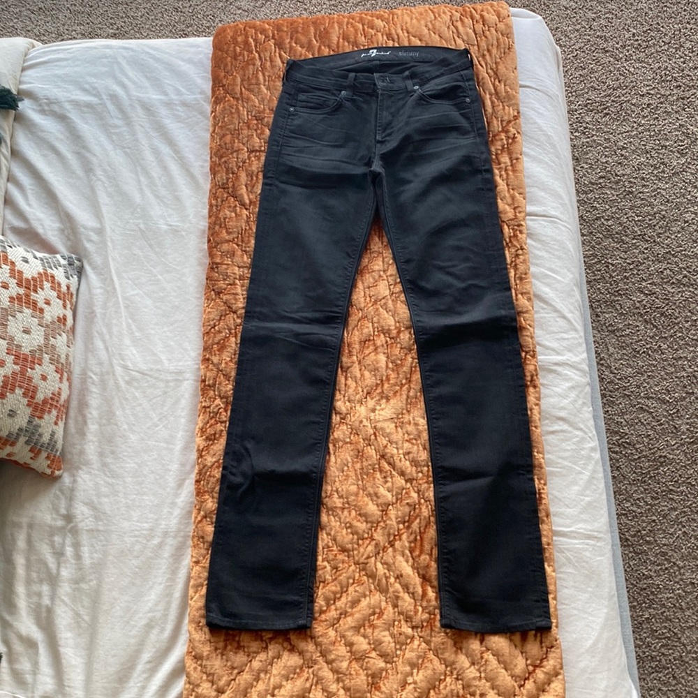 7 for All Mankind jeans.  Black. Super skinny “Slimmy”